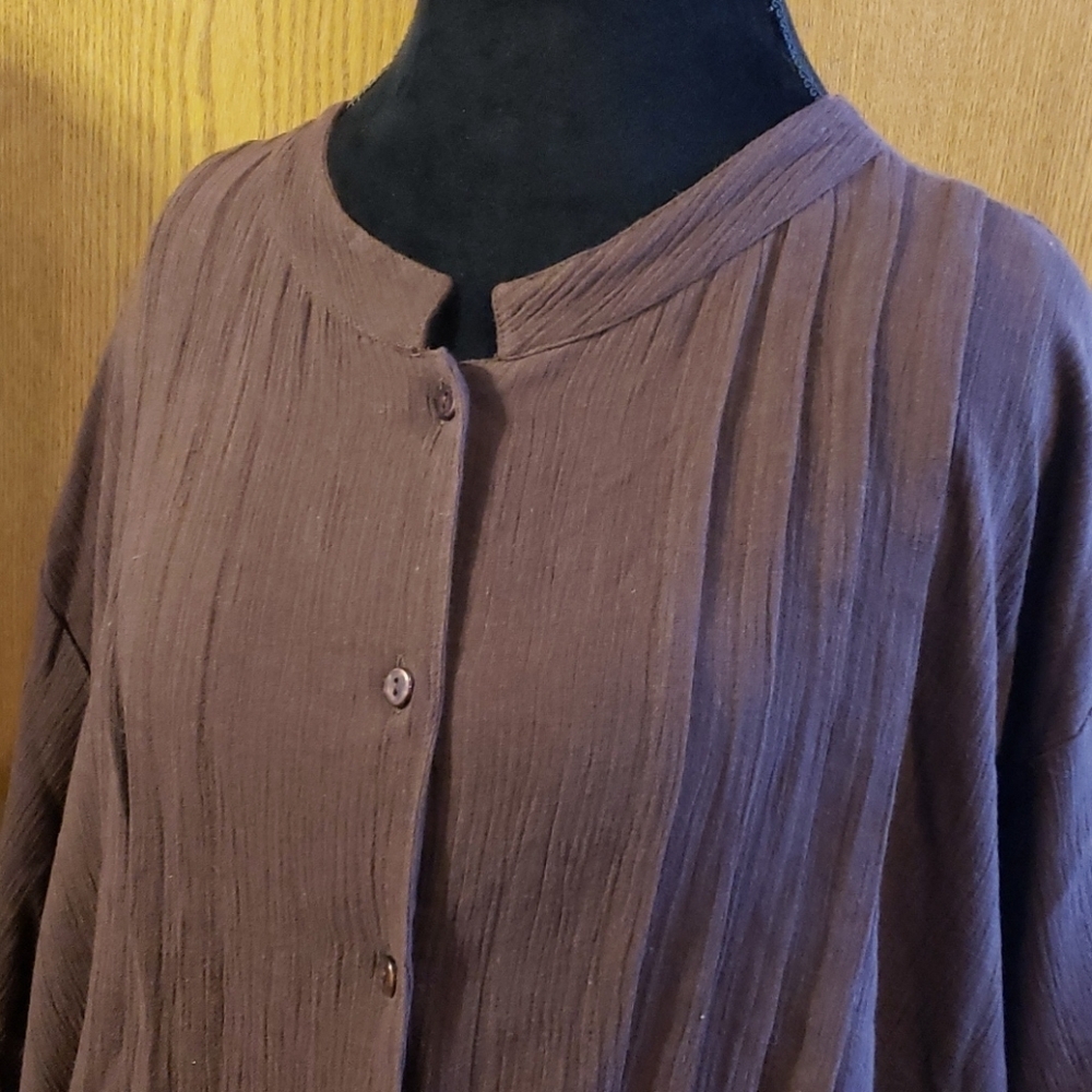 Silhouettes new brown crepe pleated blouse